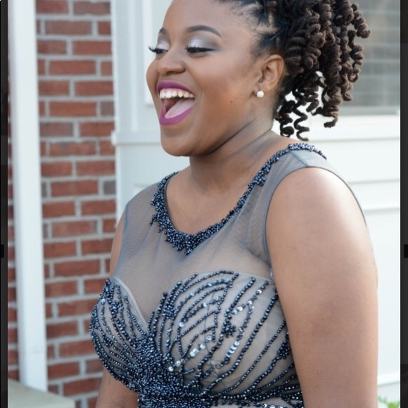Steel Grey Bedazzled Gown